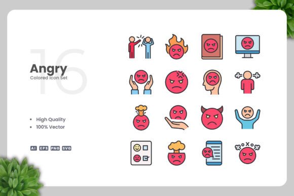 Angry Color Icons – A Simple Graphic Design Asset for Commercial Use