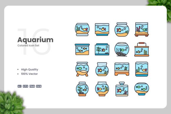 Aquarium Color Icons: A Versatile Graphic Design Asset for Modern Branding