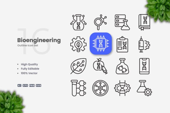 Bioengineering Icons: A Simple Graphic Design Asset for Modern Creative Projects