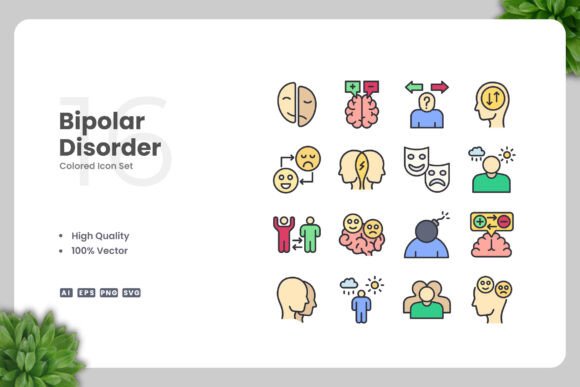 Bipolar Disorder Color Icons: A Graphic Design Asset for Modern Content Creators