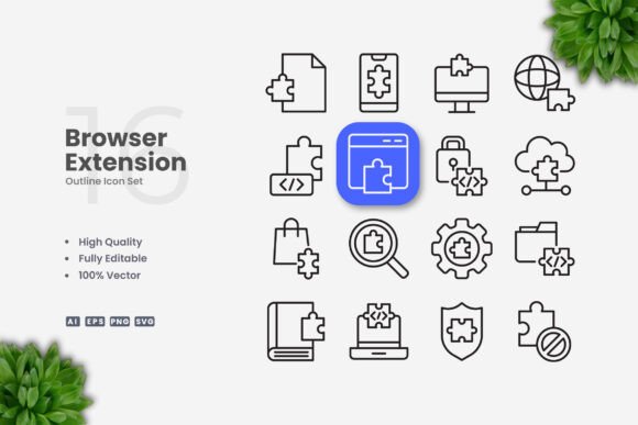 Browser Extension Icons: A Simple Graphic Design Asset for Clean Handmade Creations