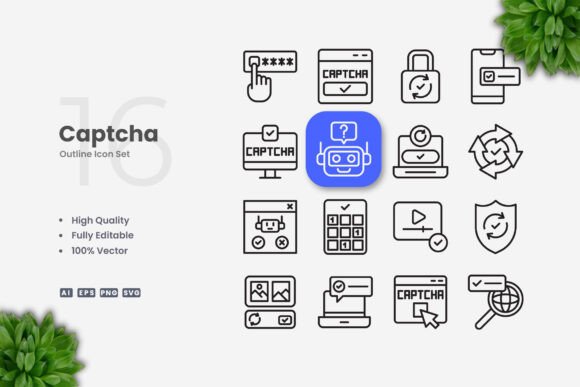 Captcha Icons: A Simple Graphic Design Asset for Clean, Professional Handmade Projects