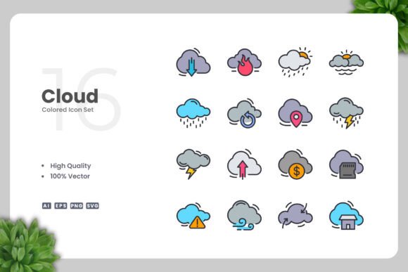 Cloud Color Icons: A Versatile Graphic Design Asset for Modern Branding