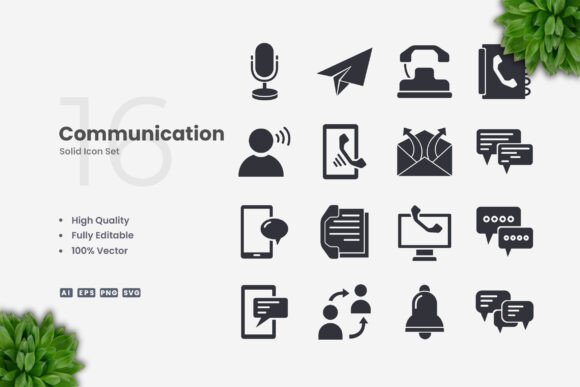 Communication Solid Icons: A Practical Graphic Design Asset for Local Business Branding