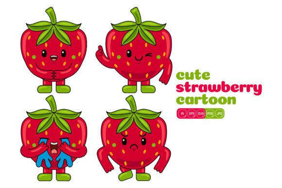 Cute Strawberry Mascot Vector Pack 03: A Versatile Graphic Design Asset for Creative Projects