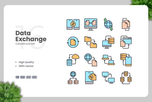 Data Exchange Color Icons: A Graphic Design Asset for Modern Creators