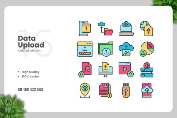 Data Upload Color Icons: A Versatile Graphic Design Asset for Modern Branding