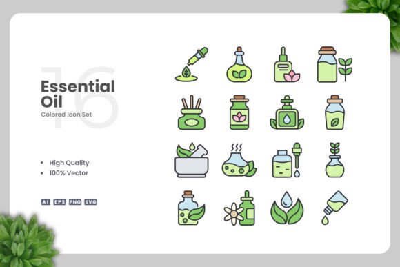 Essential Oil Color Icons: A Simple Graphic Design Asset for Crafters