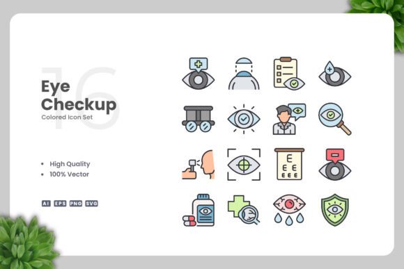 Eye Checkup Color Icons for Embroidery Projects