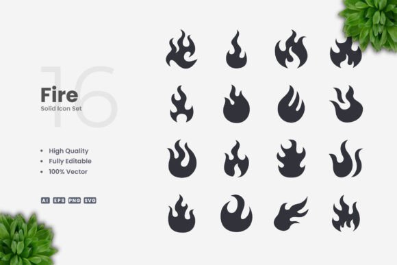 Fire Solid Icons: A Simple Graphic Design Asset for Strong Brand Communication