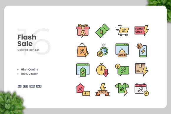 Flash Sale Color Icons: A Versatile Graphic Design Asset for Handmade Creations
