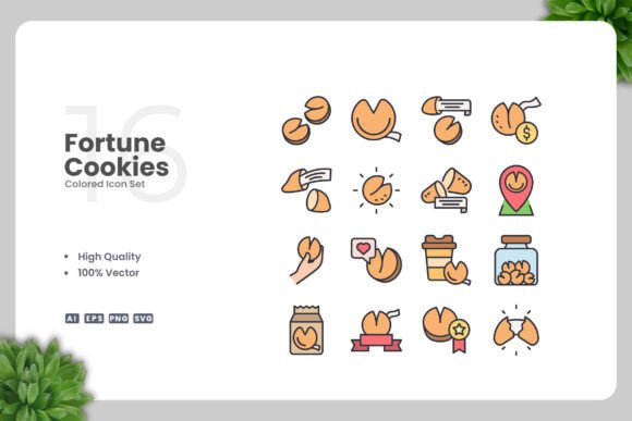 Fortune Cookies Color Icons: A Versatile Graphic Design Asset for Local Business Branding