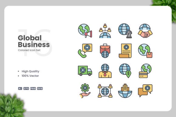 Global Business Colored Icons: A Must-Have Graphic Design Asset