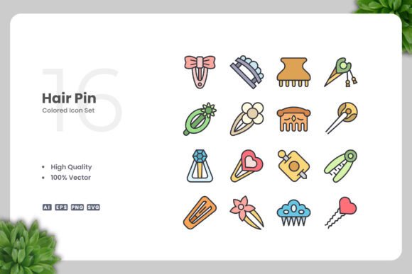 Hair Pin Colored Icons: A Versatile Graphic Design Asset for Crafters