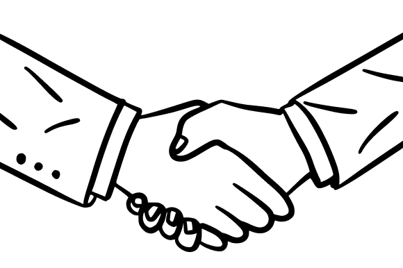 Hand-Drawn Businessman Shaking Hands for Branding and Design