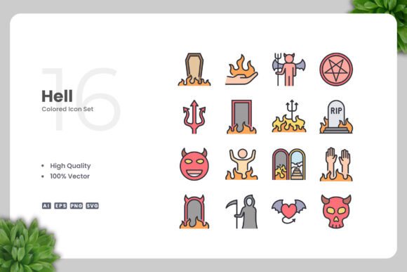Hell Colored Icons: A Bold Graphic Design Asset for Local Business Branding