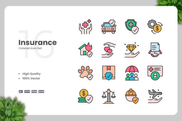 Insurance Color Icons: A Simple Graphic Design Asset for Diverse Uses