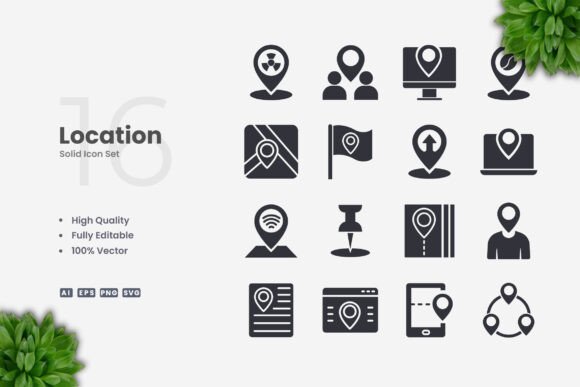 Location Solid Icons: A Modern Graphic Design Asset for Local Business Branding