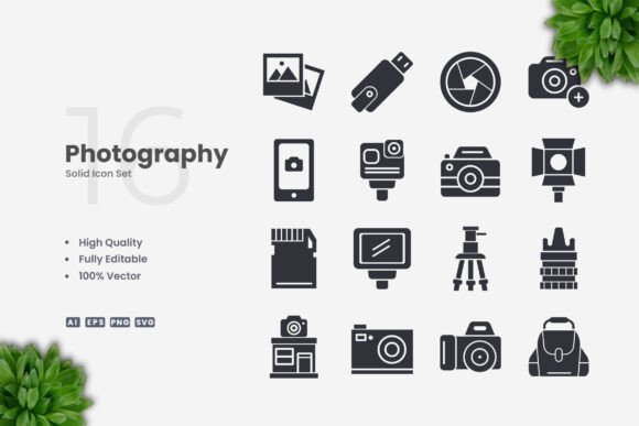 Photography Solid Icons: A Versatile Graphic Design Asset for Modern Branding