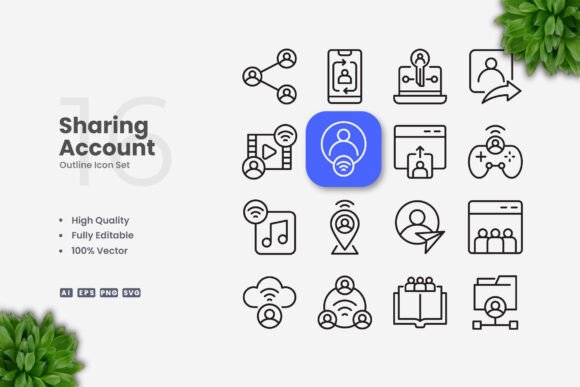 Sharing Account Icons: A Simple Graphic Design Asset for Digital Sellers