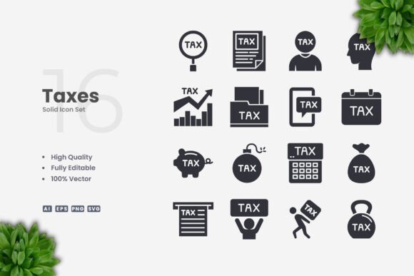 Taxes Solid Icons: A Modern Graphic Design Asset for Content Creators