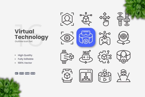 Virtual Technology Icons: A Modern Design Asset for Clean, Professional Graphics