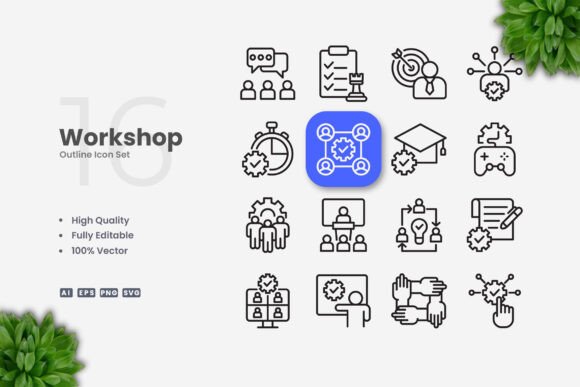 Workshop Icons: A Versatile Graphic Design Asset for Creative Projects