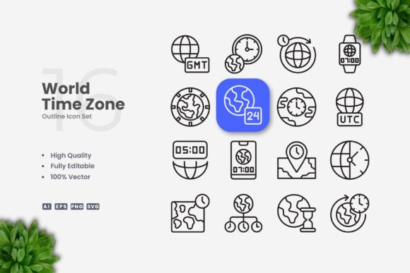 World Time Zone Icons: A Versatile Graphic Design Asset for Local Business Branding